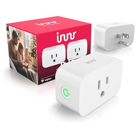 Innr Zigbee Smart Plug with Energy Monitor, Works with Philips Hue*, Alexa, Home Assistant, and SmartThings, Smart Outlet Works as Zigbee Repeater, ETL Certified, 2-Pack Cover