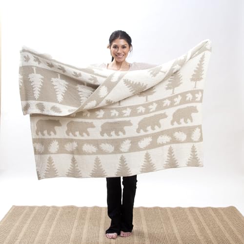 Couverture de luxe douce extensible anti-courants d'air grand plaid peluche ours
