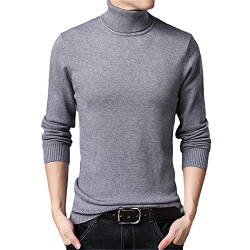 Pull d'hiver classique col roulé épais en maille noble gris clair