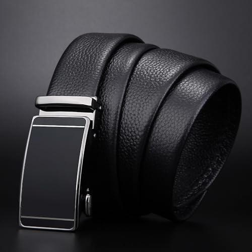 Men's Automatic Buckle Belt Men's Business Belt Genuine Leather Belt Men's Belt(130cm)2