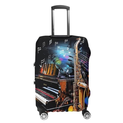 Saxophone And Piano Luggage Cover, Washable Elastic Suitcase Cover Protector Fit 18-32 Inch Luggage4