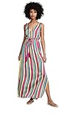BB Dakota Women's in The Rainbows Stripe Printed Reverse Crepon Dress, Rainbow Sorbet, Medium