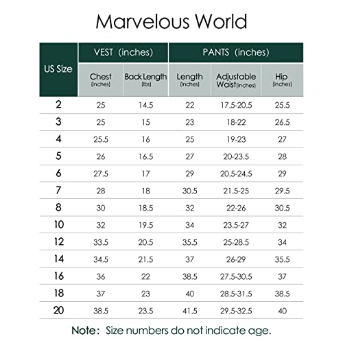 Marvelous World Boys' Suits Slim Fit Vest Set 2 Pieces Adjustable Waist Boys Formal Vest Set Dark Bule #TOP5