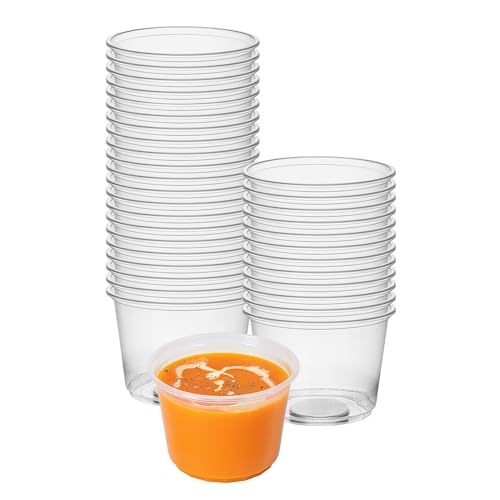 Restaurantware Deli Containers 50 Pack of 16 oz Plastic Deli Containers Stackable Freezer-Safe Clear Greaseproof Cups for Hot and Cold Foods, Take Out, Meal Prep, Portion Control by Restaurantware - Used condition - CA$14.95
