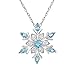 Collar de copo de nieve congelado de cristal brillante para mujer, gargantillas de circonita con flor azul brillante, collar para damas y niñas, cumpleaños