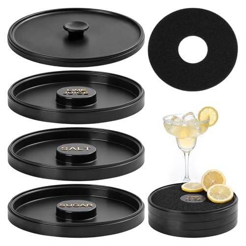 Mingting 3 Tier Margarita Salt Rimmer Set with Lid Stackable 3-Tier Glass Rimmer for Cocktail Salt & Sugar Rimmer for Margaritas Bloody Marys & Micheladas Home Bar Accessories