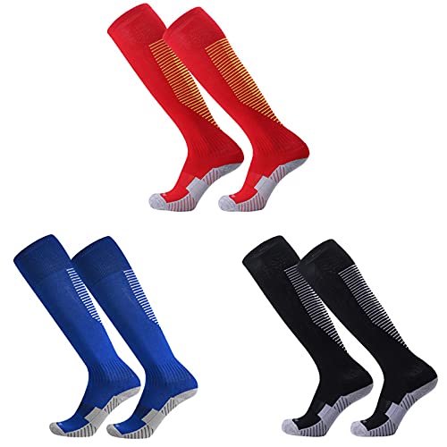 dtsc 3 Paare Fußballsocken Sportsocken, Knee Fußballsocken, Unisex Erwachsene Knee Fußballsocken, Classic Atmungsaktiv Fussball Strümpfe, Geeignet für Outdoor-Aktivitäten Wie Laufen und Fußball Cover