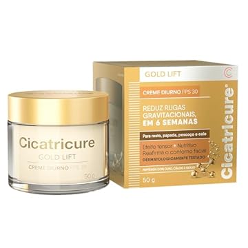 Cicatricure Gold Lift Creme Diurno FPS 30 | Reduz Rugas gravitacionais em 6 semanas | Efeito tensor nutritivo reafirma contorno facial, papada, pescoço e colo | Hidratante facial clareador | 50g (1-Pack)
