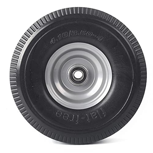 (2-Pack) Ar-Pro 10 X 3.50-4” Solid Pu Run-Flat Tire Wheel - 10” Flat Free Tubeless Tires And Wheels For Utility Equipment - 5/8” Axle Bore Hole, Offset Hub, And Double-Sealed Ball Bearings #TOP1