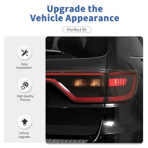 SQQP Tail Light Taillight Rear Light Lamp Cover Guard Trim Fit for Dodge Durango 2014-2026+ Decoration Exterior Accessories(Smoked Black) by SQQP - Used condition - Image 3