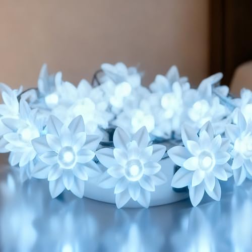 Battery & USB Operated Lotus Flower Fairy Lights, 9.8ft 30