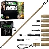 Rhino USA Tactical Hiking Stick w/ Survival Kit - Walking Staff for Camping