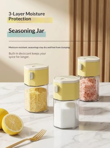 Image of 2-in-1 Seasoning Bottle, One-Press Quantitative Salt Shaker, Moisture-Proof Spice Dispenser with 0.5g Precise Dispensing, Salt Storage Jar for Kitchen, BBQ, Cooking & Camping (Green)