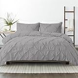 Kotton Culture 600 Thread Count Pinch Pleated Duvet Cover Only 100% Egyptian Cotton Breathable All Season Comforter Cover with Zipper Closure & Corner Ties Sateen Weave (Silver, King)