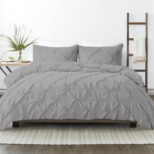 Kotton Culture 600 Thread Count Pinch Pleated Duvet Cover Only 100% Egyptian Cotton Breathable All Season Comforter Cover with Zipper Closure & Corner Ties Sateen Weave (Silver, King)