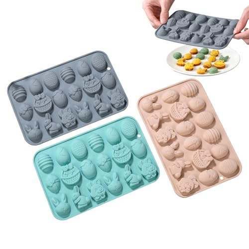 Moldes de Chocolate para Pascua - 3 Piezas Seguras Resistentes al Calor Antiadherentes | Molde De Silicona Para Dulces Y Pasteles De Pascua,Para Manualidades En Arcilla Fondant Azúcar Y Magdalenas