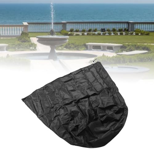POCREATION Outdoor Fountain Cover, Heavy-Duty 420D Oxford Cloth, Waterproof with Drawstring, 96x107cm (36x42 Inch), Black, Pond Cover Garden Protection