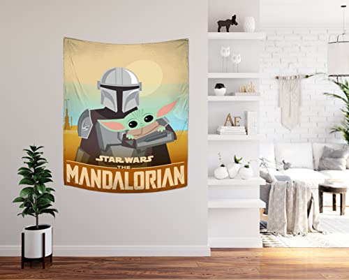 Jay Franco Star Wars The Mandalorian He's With Me Tapestry – 50 X 60 Inch Wall Hanging Features Baby Yoda Grogu – Kids Room Décor (Official Star Wars Product) #TOP3