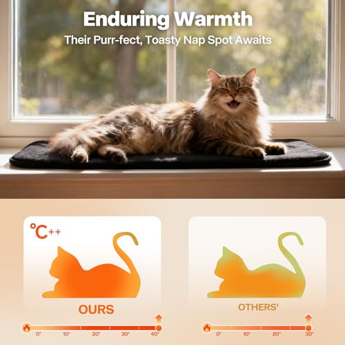 pet prime Katzen-Fensterbett, Katzen-Fenster-Hängematte, Schweller, rutschfestes Liegenkissen für Fensterbank, 90 x 28 cm (grau)