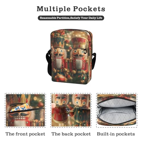 Crossbody Bag Two Christmas Nutcracker Messenger Bag for Women Men Purse Shoulder Bag Satchel Bag with Adjustable Strap 214B91262
