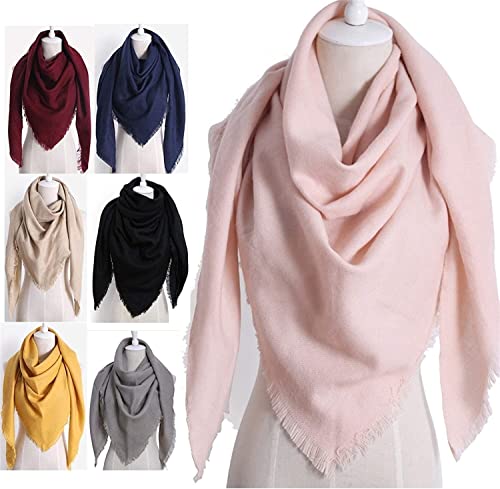 Tograt Scarf Shawl Scarves Wraps Scarf Winter Warm Triangle Scarf Pashmina Shawl Plaid Scarves Blanket Shawls Scarf (Color : Navy Blue, Size : 130x130x190cm)3