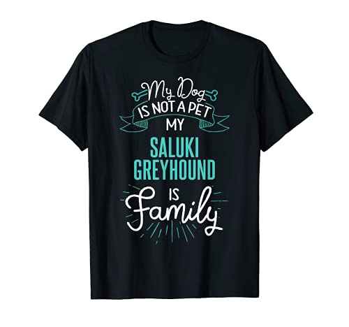 Cute Saluki Greyhound Design Family Dog Giftn T-Shirt, Black