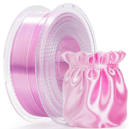 Image of AMOLEN Silk PLA Dual Color 3D Printer Filament Glossy Silk Pink White PLA 1.75mm, Shiny Color Change Filament 3D Printing PLA Filament for Most FDM 3D Printer, 1kg Spool(2.2lbs)