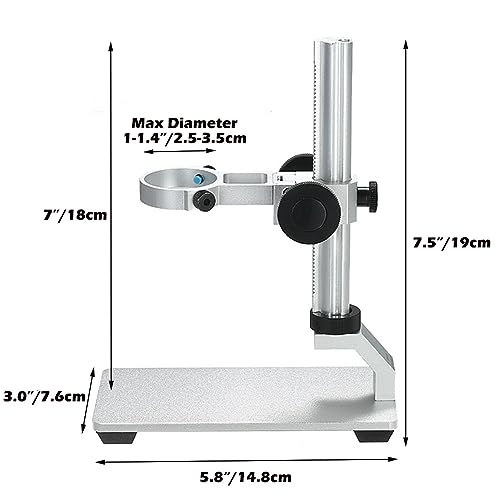 Ninyoon Support de microscope pour microscope sans fil USB numérique WiFi, support universel en alliage d'aluminium avec étui de transport pour microscope de diamètre 2,5-3,5 cm