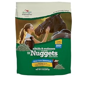 Manna Pro Bite-Size Nuggets Horse Treats, Pocket-Size Training & Reward Treats with Vitamins & Minerals, Alfalfa & Molasses Flavor, 4 lbs