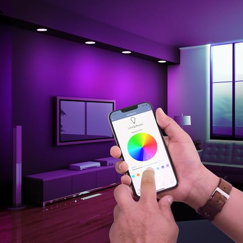 Image of Feit Electric 4 inch Smart LED Recessed Downlight, Color Changing + Tunable White, Voice Control, 2.4GHz Wi-Fi, Fits 4-Inch Recessed Cans, E26 Base, Dimmable, 50,000-Hour Lifetime, LEDR4 /RGBW /AG /4, 4 Pack