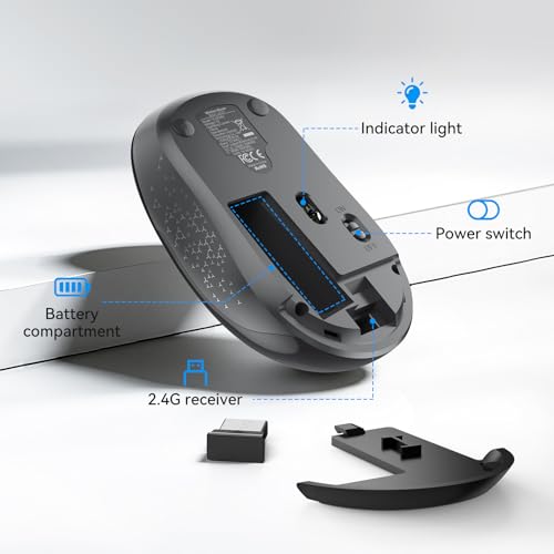 Image of TECKNET 2.4GHz White Wireless Mouse,Suitable for Small to Medium Hands | Laptop Mouse 3 Adjustable DPI Office Cordless USB Mice with Receiver,Compact & Easy to Carry Quiet Clicking