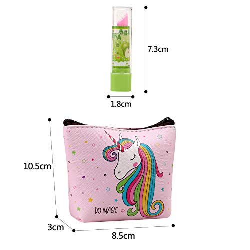 HIFOT Mädchens Geldbörse Netter Reißverschluss Münzen Beutel Mini Geldbeutel Schlüssel Beutel Kleine Mappe Einhorn Münzbörsen für Kinder 4PCS, Lip – Stick Radierer für Kinder Lippenstift Gummi 4PCS - 7
