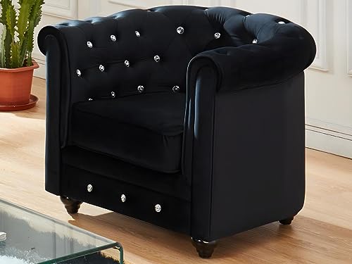 Vente unique Sillón de Terciopelo Chesterfield