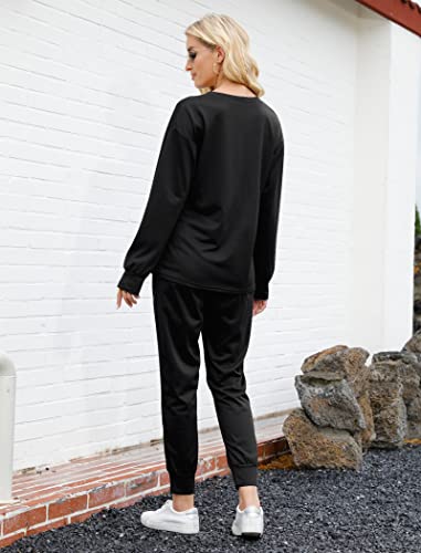 Image of Bofell Lounge Sets for Women 2 Piece Fall Outfits 2023 Fashion Trending Now Sweatsuits Tracksuits with Pockets Loose Fit