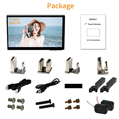 Raspberry Pi 4 touchscreen, WIMAXIT 7 inch draagbare Raspberry Pi IPS-scherm 1024X600IPS met gehard glas HDMI USB C… - Afbeelding 8