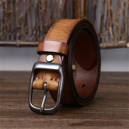 Men Leather Belt Cowskin Fashion Brass Buckle Vintage2