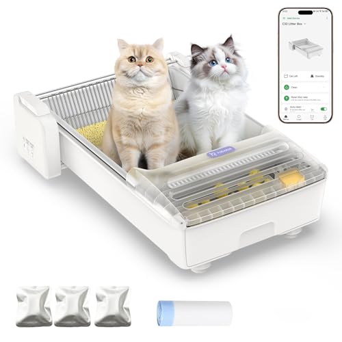 Automatic Self Cleaning Cat Litter Box, Electric Kitty Litter Self Cleaning Box for Multiple Cats