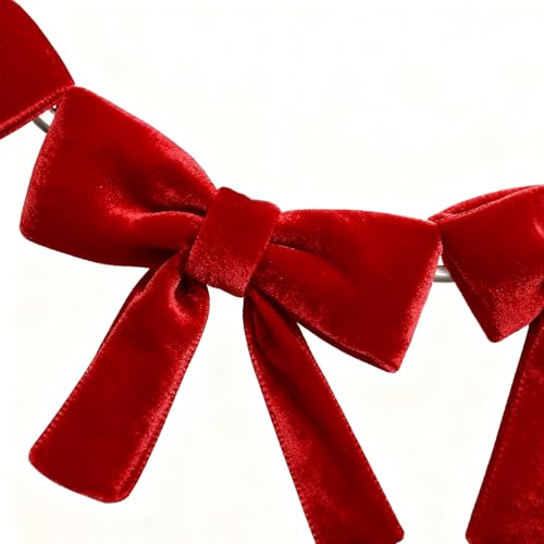 Lazos rojos de Navidad de terciopelo para decorar vallas y patios 8