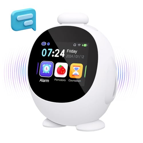 JAHUYU Smart Alarm Clock for Kids with AI Voice & Time Management, Sleep Trainer with 12 White Noise Sounds, Ok to Wake Night Light, Toddler Clock for Bedroom, Fun Educational Children Gift