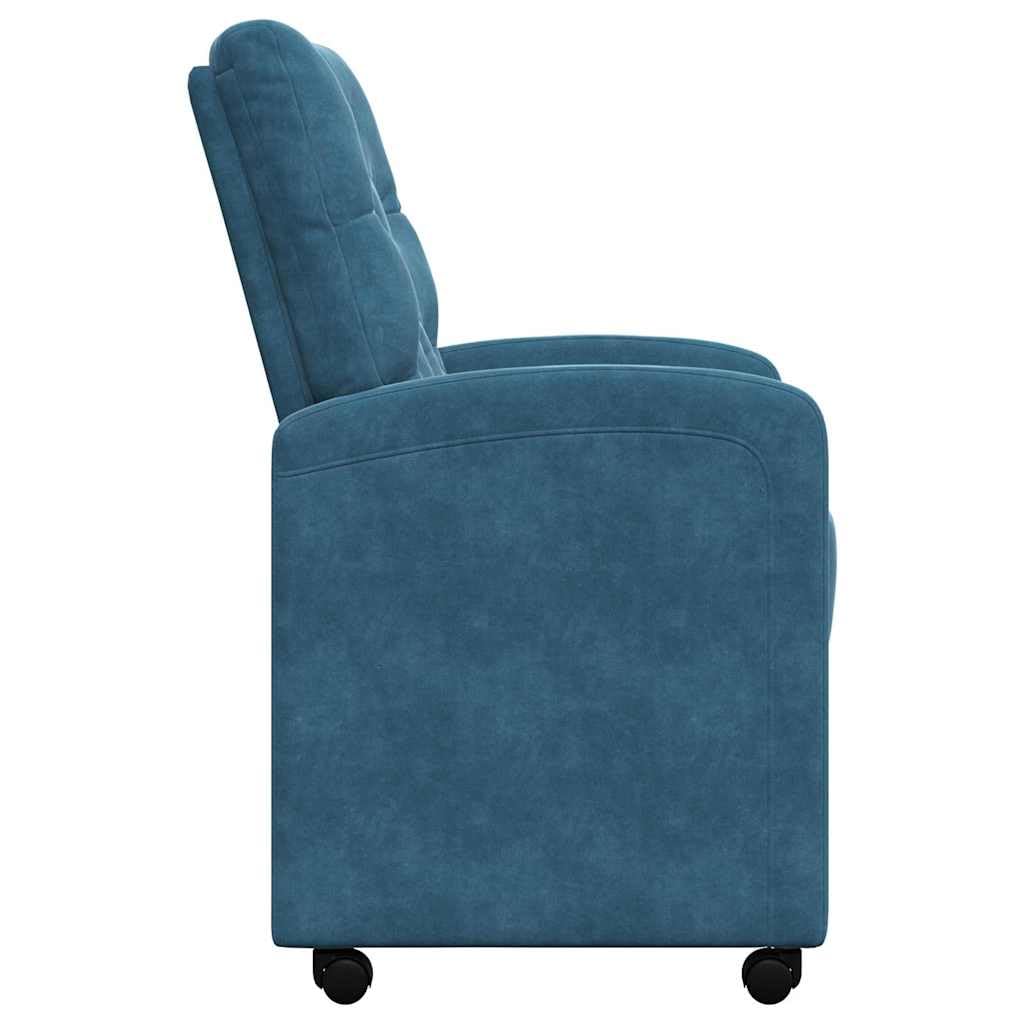 Lot de 2 chaises de salle à manger avec roues, velours bleu, 58 x 67 x 97