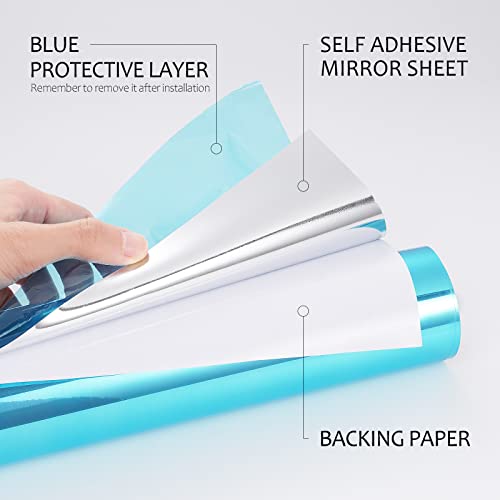 Stickyart Flexible Mirror Sheet, Self Adhesive Mirror Sticker For Craft, Funhouse Mirror Sheet Cuttable, Non Glass, Peel And Stick Reflective Mirror Sheet, Mirror Vinyl For Diy, 12"X78.7" #TOP5