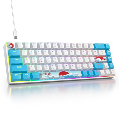 Image of 65 Percent Mechanical Gaming Keyboard 65% Portable Keyboard 68 Keys Compact Wired RGB Backlit Red Switch for PC Laptop Gamer(68 Sea)