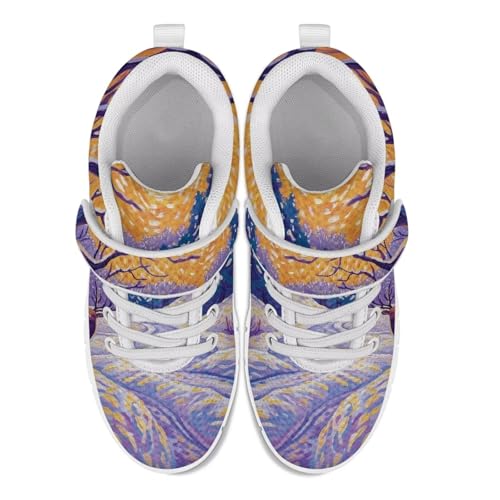 Christmas Kids Running Shoes Boys Girls Breathable Mesh Sports Shoes Non-Slip Lightweight Hook-and-Loop Strap Sneakers for Little Kid SizeUS11-153