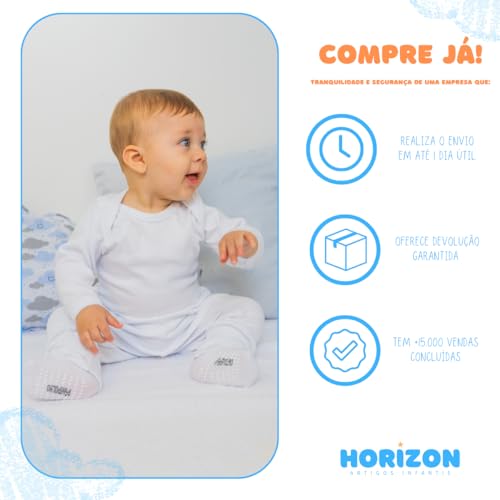 Kit 6 Peças - Body Manga Longa e Mijão Pé Reversível - Suedine 100% Algodão - (RN/P/M/G) (Neutra, RN