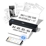 iDPRT Portable-Printer Wireless for Travel, Inkless-Small-Thermal-Printer for Home Use, Office, Vehicles, Mobile Bluetooth Printer Supports 8.5" x 11" US Letter&A4, for Smartphone & PC(203dpi,Black)