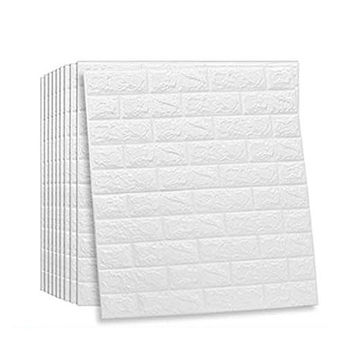 JXBoos 3D Autoadhesivas Ladrillos Paneles de Pared, Decoración Wallpaper Anti-Collision Espuma Suave Decoración Wallpaper Arte de decoración de Pared Bricolaje-Blanco-e 70x77cm(28x30inch)*10p