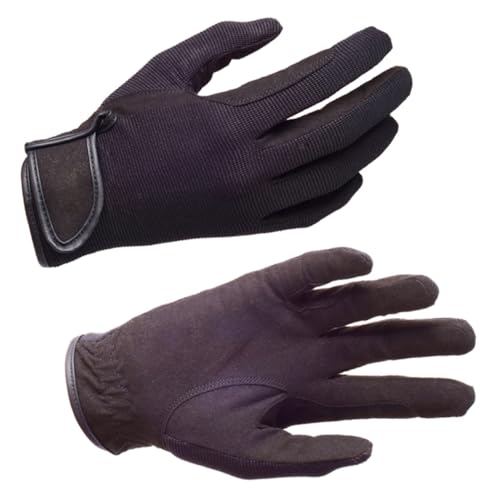Équitation gants en microfibre résistante avec finitions ajustables noires