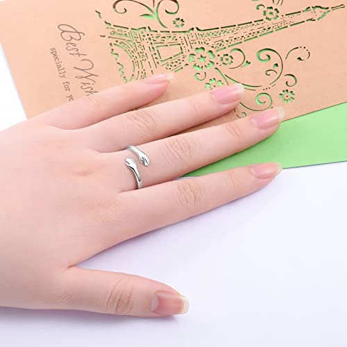 925 Sterling Silver Adjustable Hug Ring Come To My Arm Couple Hugging Rings For Women Mens Wedding Band Rings I Love You Forever Engraved Wrap Around Rings Hand Ring Jewelry For Women Teen Girls (Silver) #TOP4