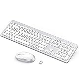 【Advanced Wireless 2,4-GHz Verbindung】Die kabellose Technologie von tastatur maus set gewährleistet über eine Distanz von zehn Metern eine schnelle und zuverlässige Verbindung, Selbst in Umgebungen mit starkem WLAN-Verkehr kommt es nur extrem selten zu Verzögerungen oder Ausfällen. Nur 1x USB Empfänger (auf der Rückseite der Maus gespeichert) für Tastatur und Maus, Plug & Play