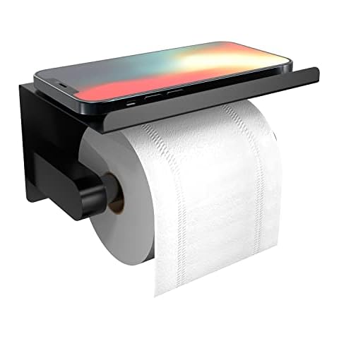 Portarrollos de papel higiénico autoadhesivo con estante para teléfono Cover
